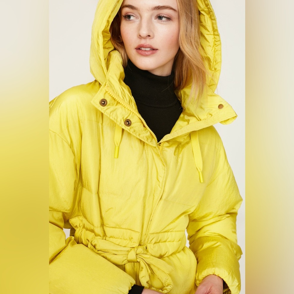 OOF Yellow Women's Puffer Coat 46/US 10 - Picture 8 of 12